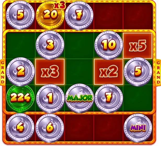 4 Chili Pots green chili bonus collecting symbol values on the grid